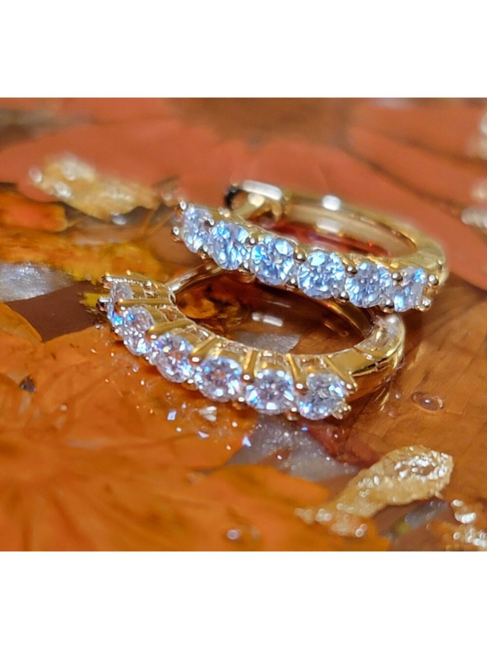 925 Sterling Silver Gold Plated Moissanite Huggie Hoop Earrings NWT